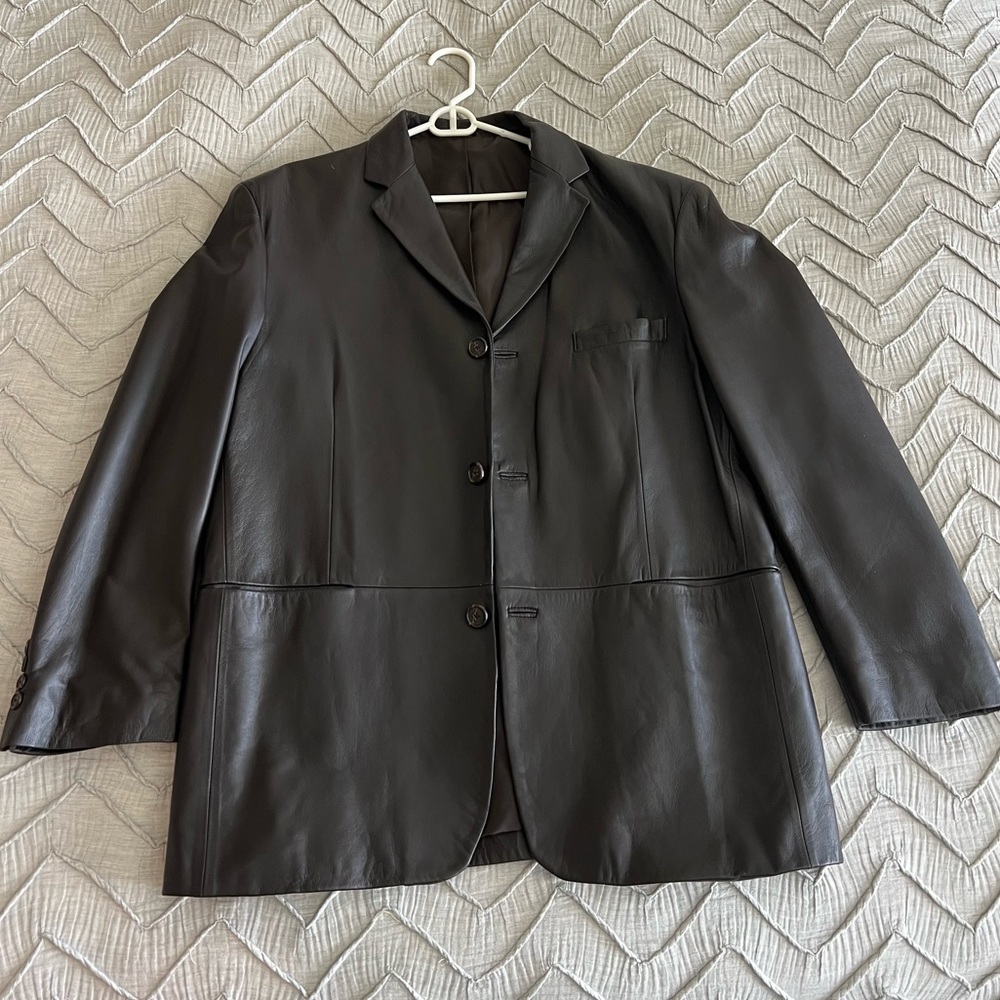 Alfani Men’s 100% Leather Blazer Jacket
